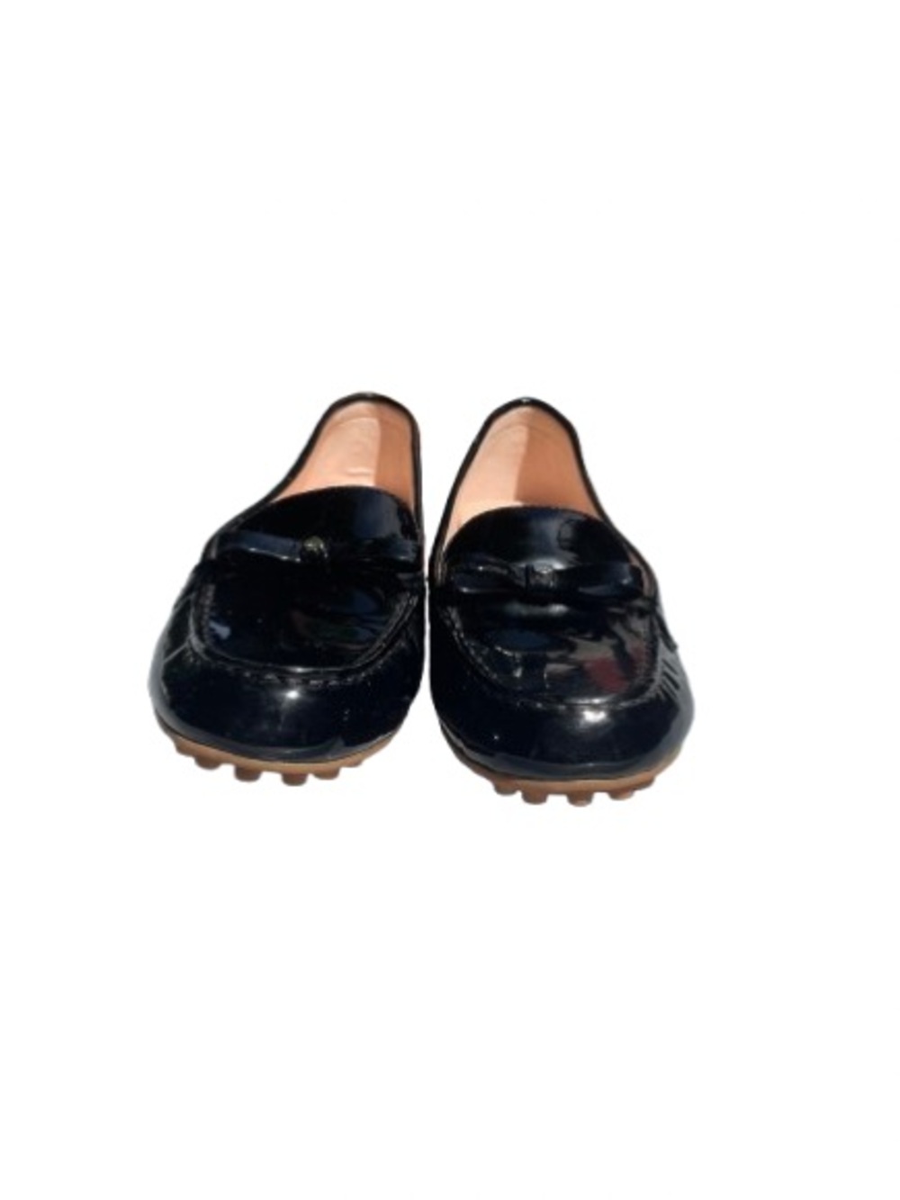 kate spade Black Patent Leather Penny Loafers with Blush Insole - Picture 2 of 9